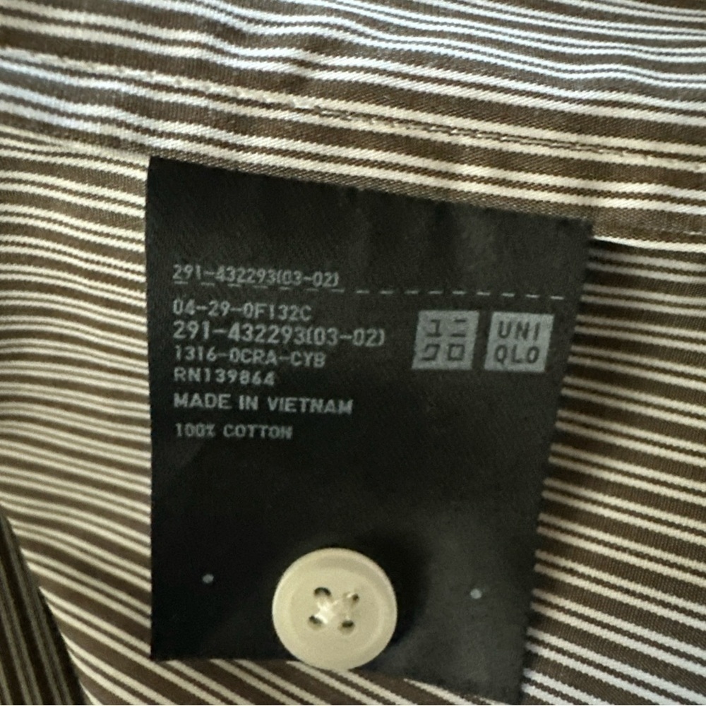 Uniqlo Women’s XSmall Brown Shirt Dress Oversize 100% Cotton Pinstripe Office - Picture 13 of 14